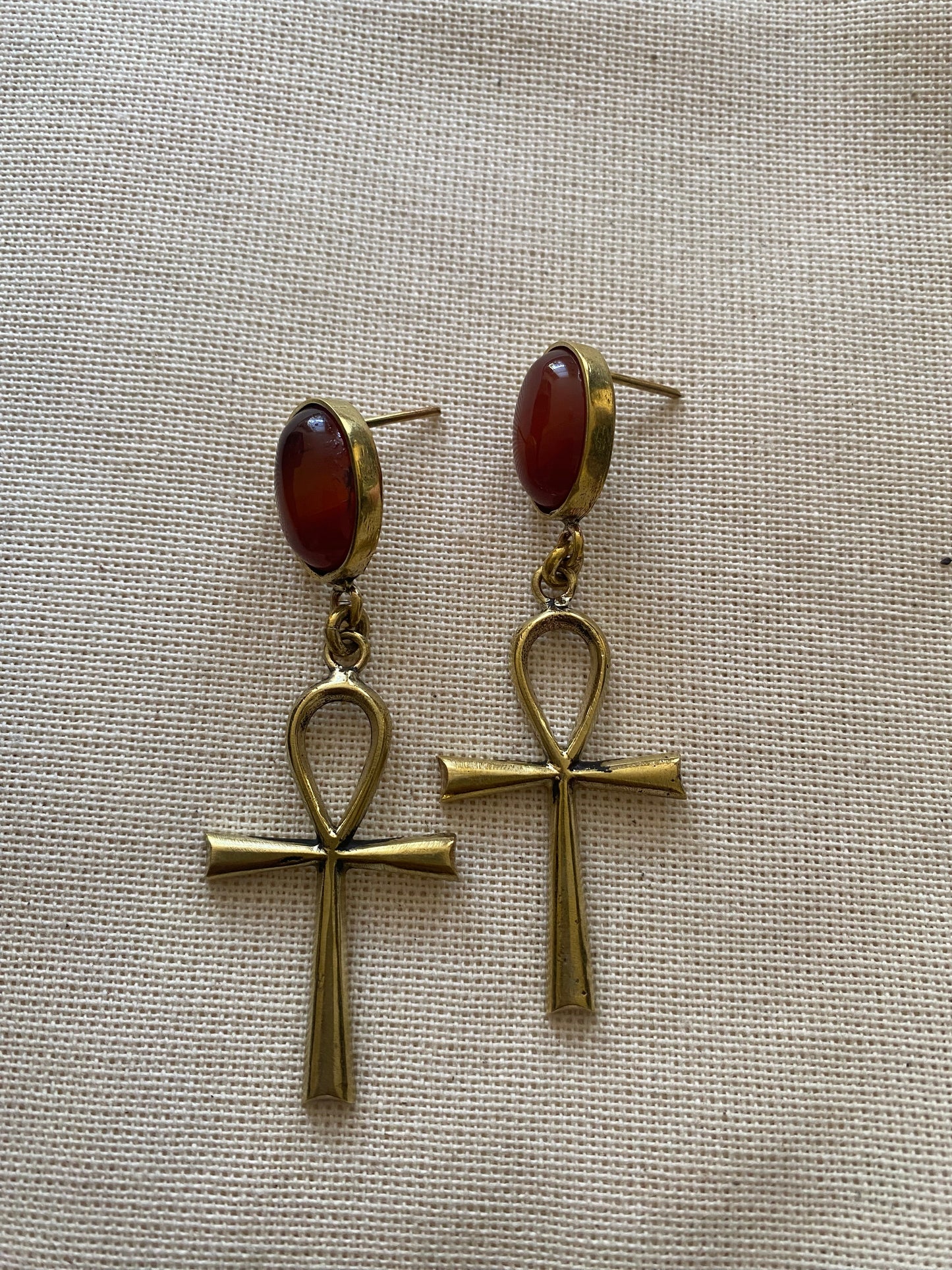 Ankh Agate earring