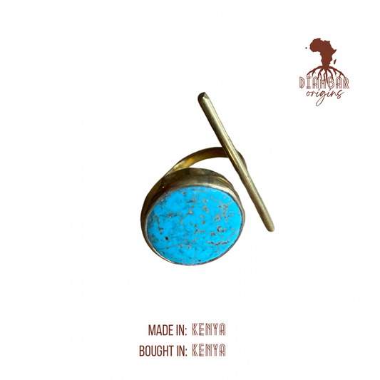 Turquoise brass ring