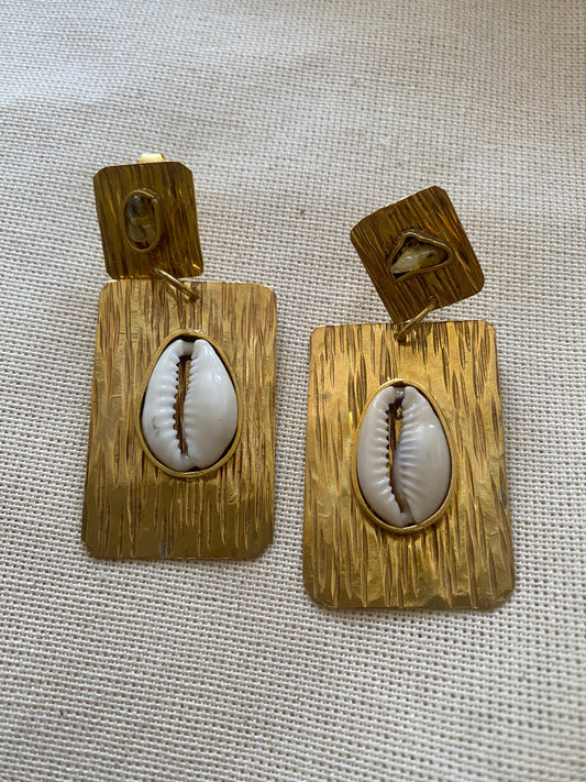 Abundance - Cowry Citrine Earrings