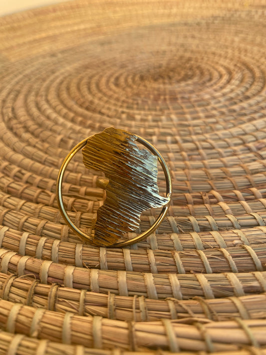 Africa ring circle Brass