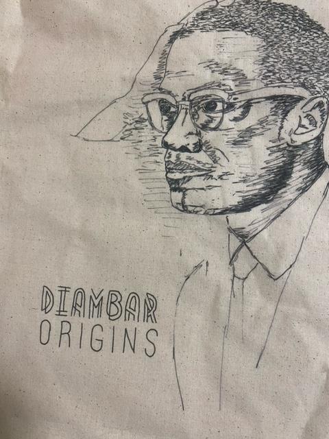 Diambar Tote "Malcolm X"